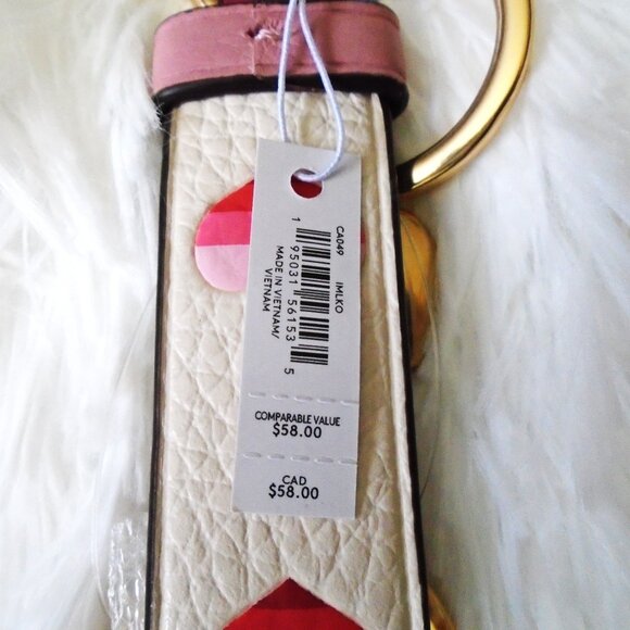 Coach Trigger Snap Bag Charm with Stripe Heart Print - Picture 11 of 11